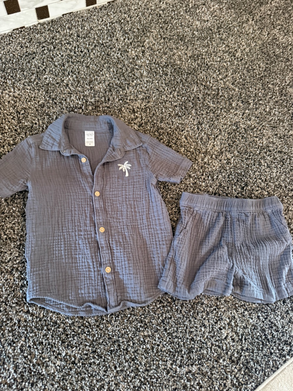Carter's Dusty Blue Gauze Button-Up Top